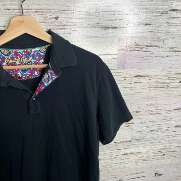 Robert Graham men’s short sleeve shirt collar black medium - Picture 4 of 9